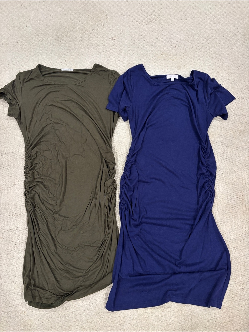 Maternity Dress - Olive & Royal Blue